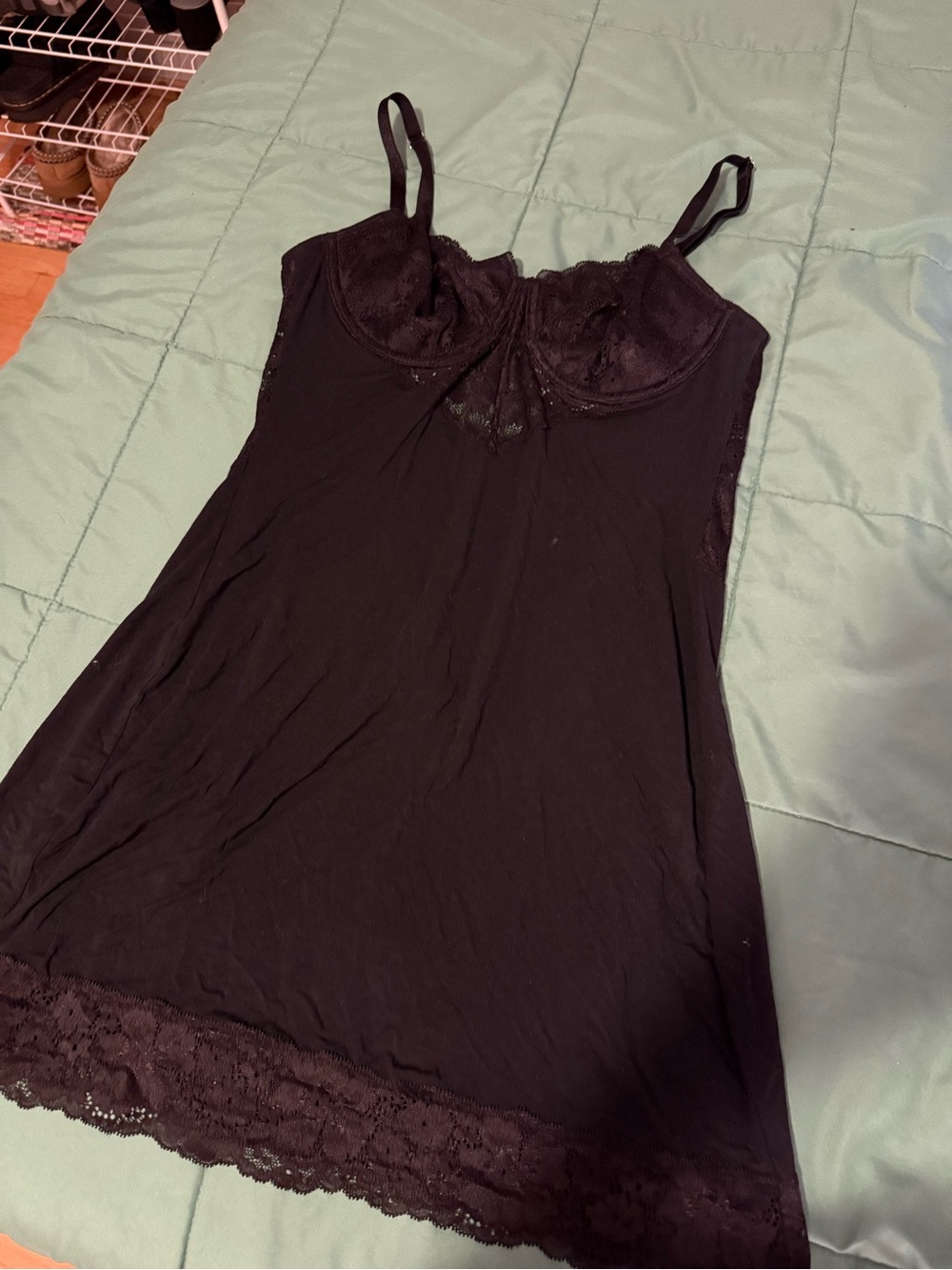Victoria's Secret Black Lace-Trim Chemise Slip
